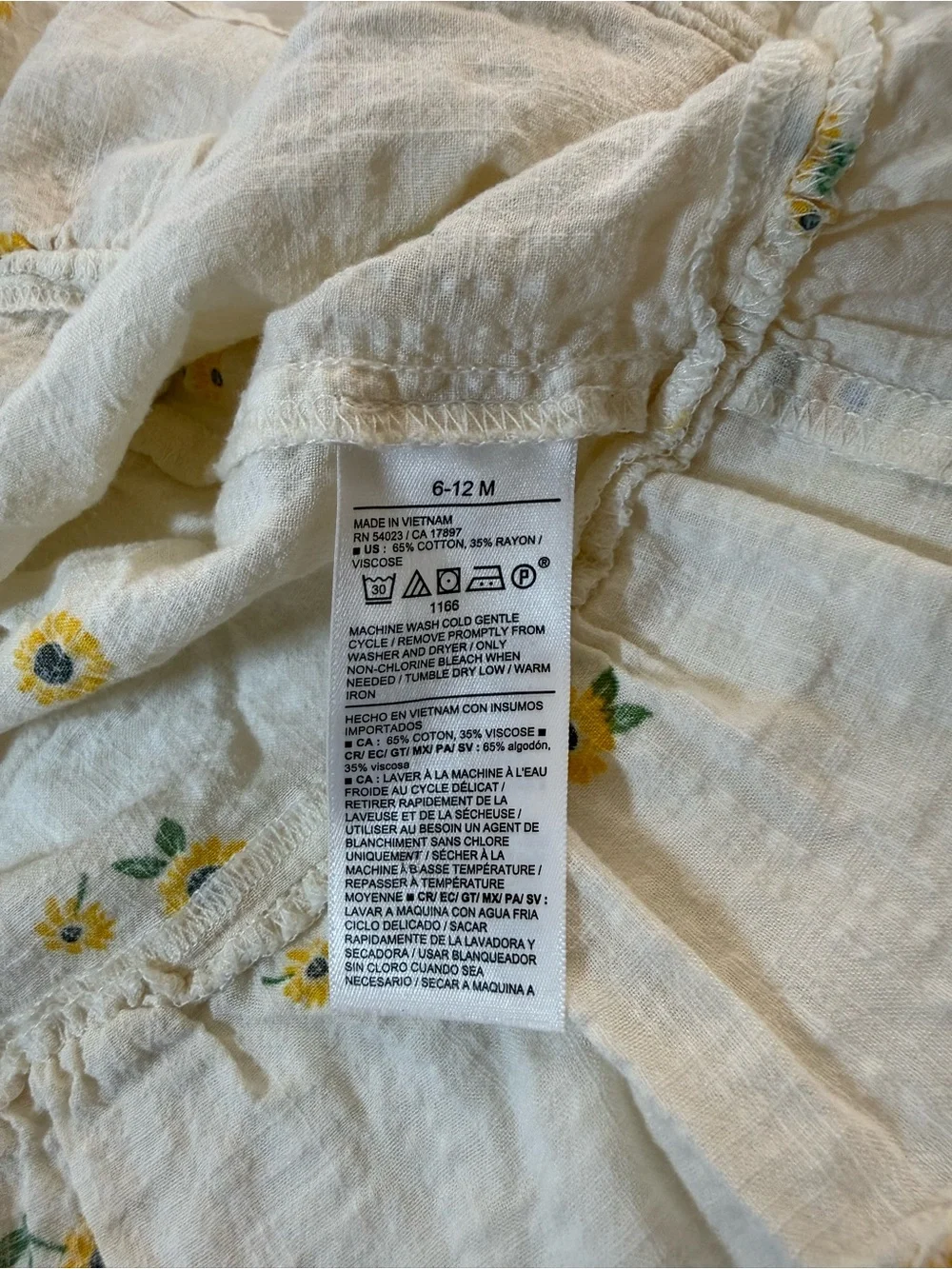 Old Navy Baby Girls Cream Sunflower Dress and Bloomer Set